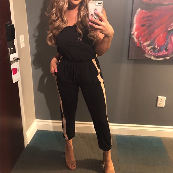 black sporty jumpsuit